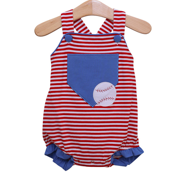 Baseball Pocket Ruffle Sunsuit