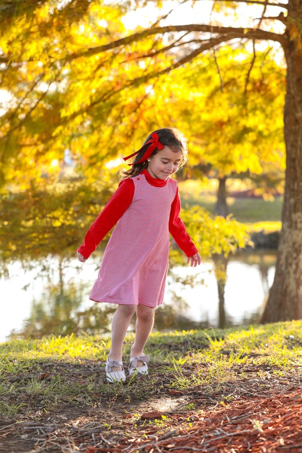 Caroline Dress- Red Stripe