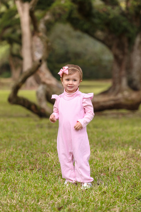 Caroline Romper- Light Pink Stripe