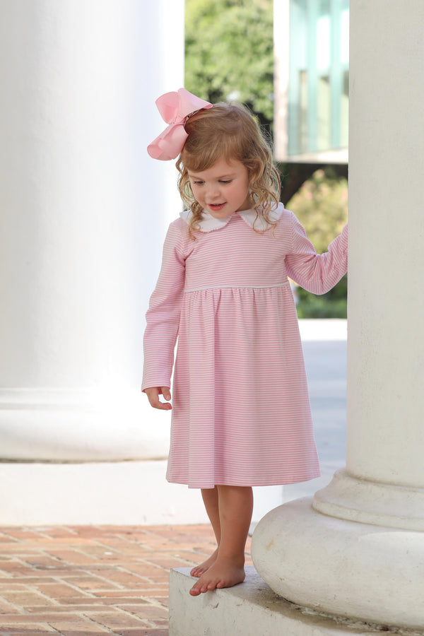 Claire Dress- Light Pink Stripe