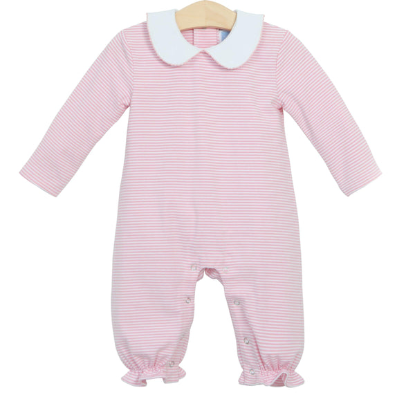 Claire Romper- Light Pink Stripe