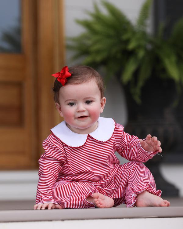 Claire Romper- Red Stripe