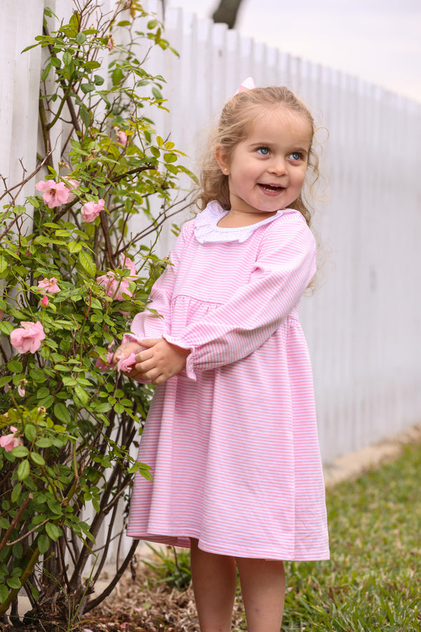 Georgia Dress- Light Pink Stripe