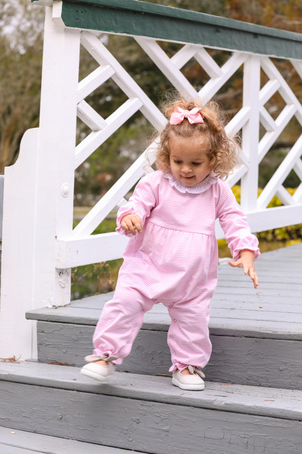 Georgia Romper- Light Pink Stripe