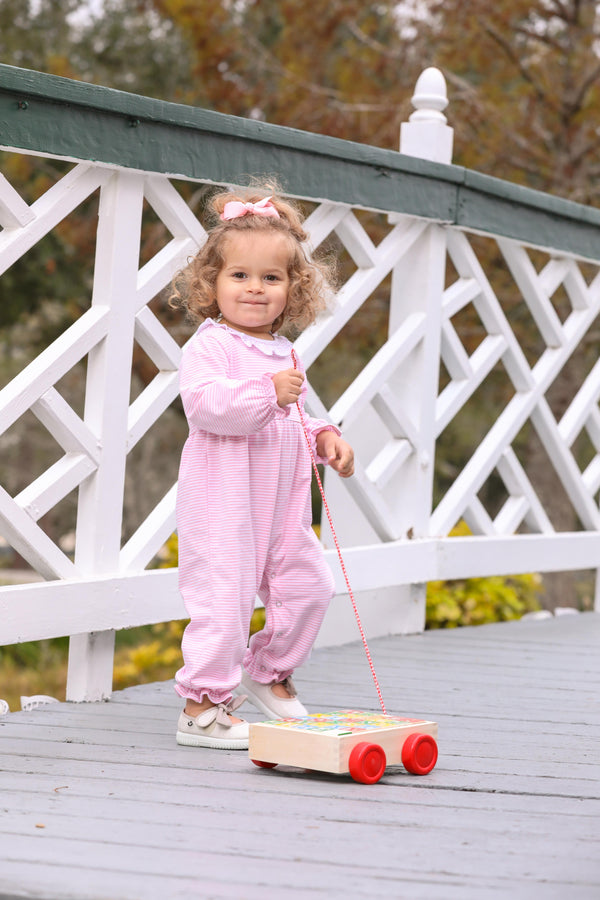 Georgia Romper- Light Pink Stripe