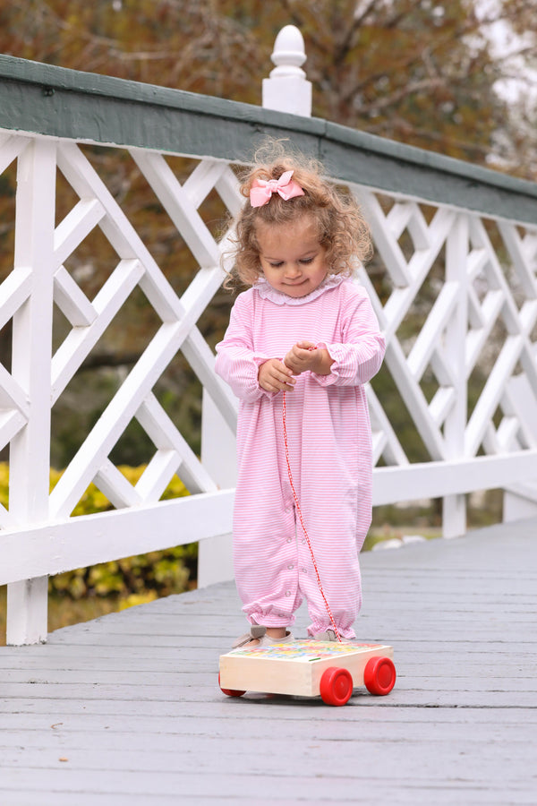 Georgia Romper- Light Pink Stripe