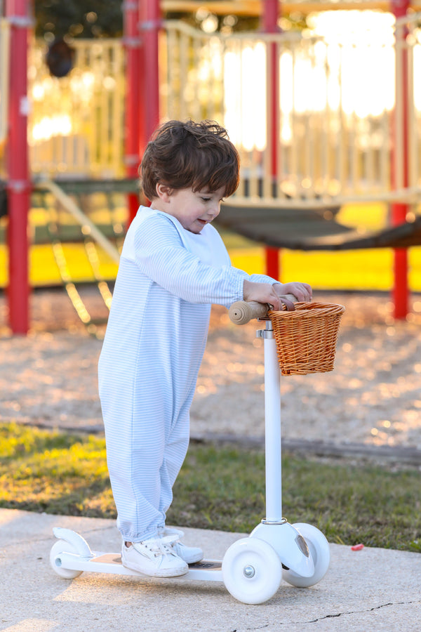 Lucas Romper- Light Blue Stripe