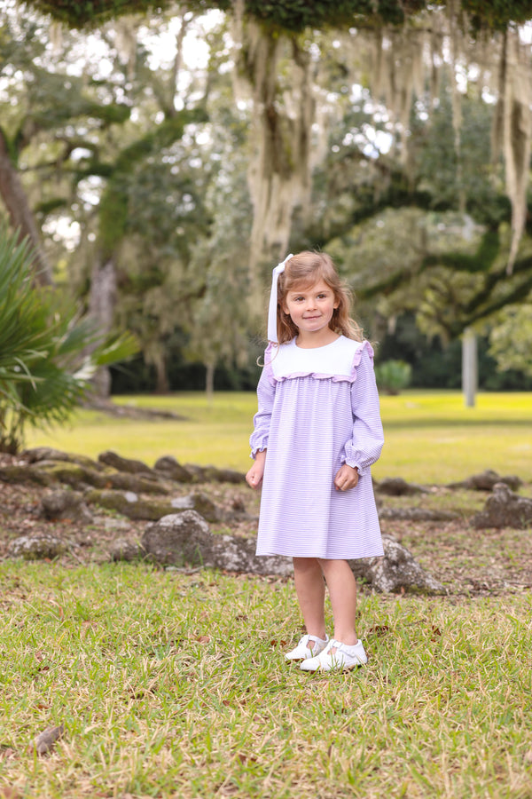 Marie Dress- Lavender Stripe