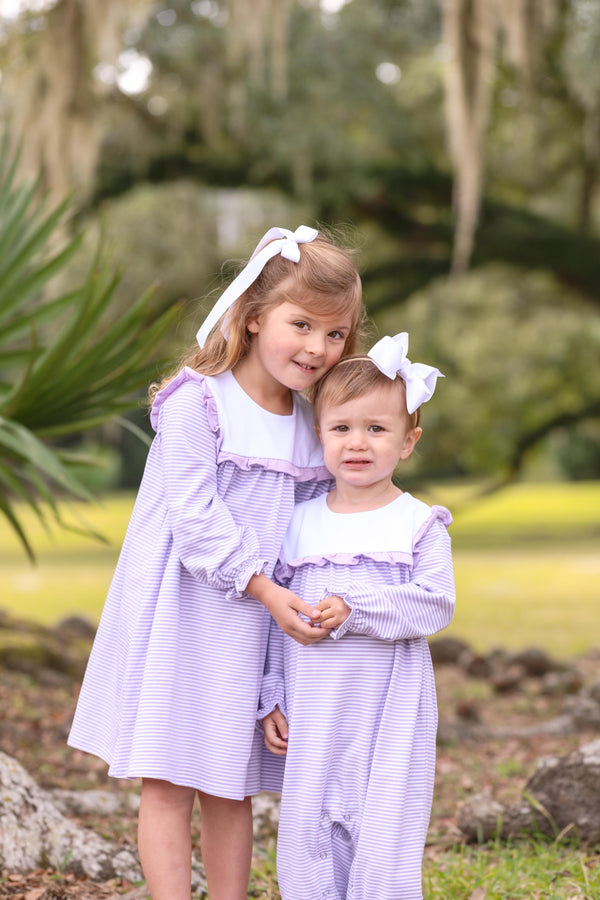 Marie Dress- Lavender Stripe