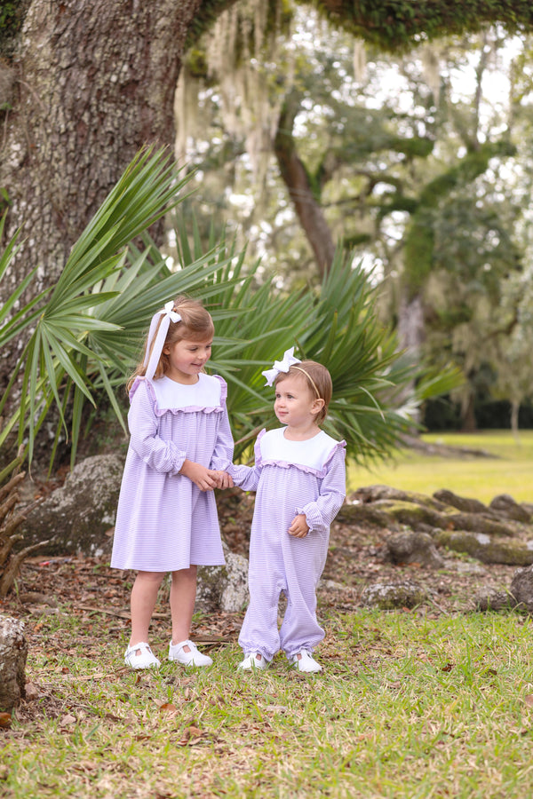 Marie Dress- Lavender Stripe