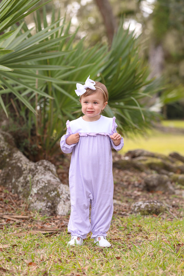 Marie Romper- Lavender Stripe