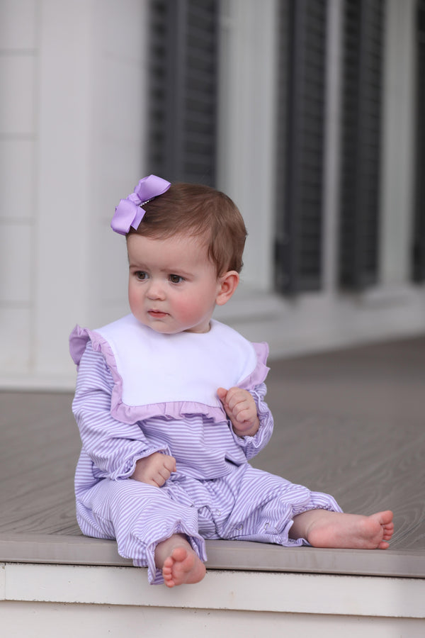 Marie Romper- Lavender Stripe