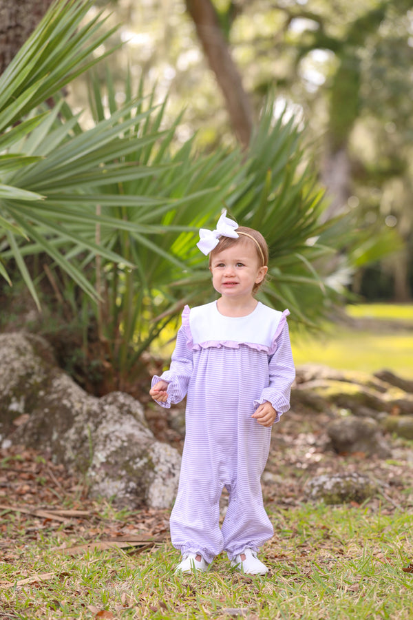 Marie Romper- Lavender Stripe