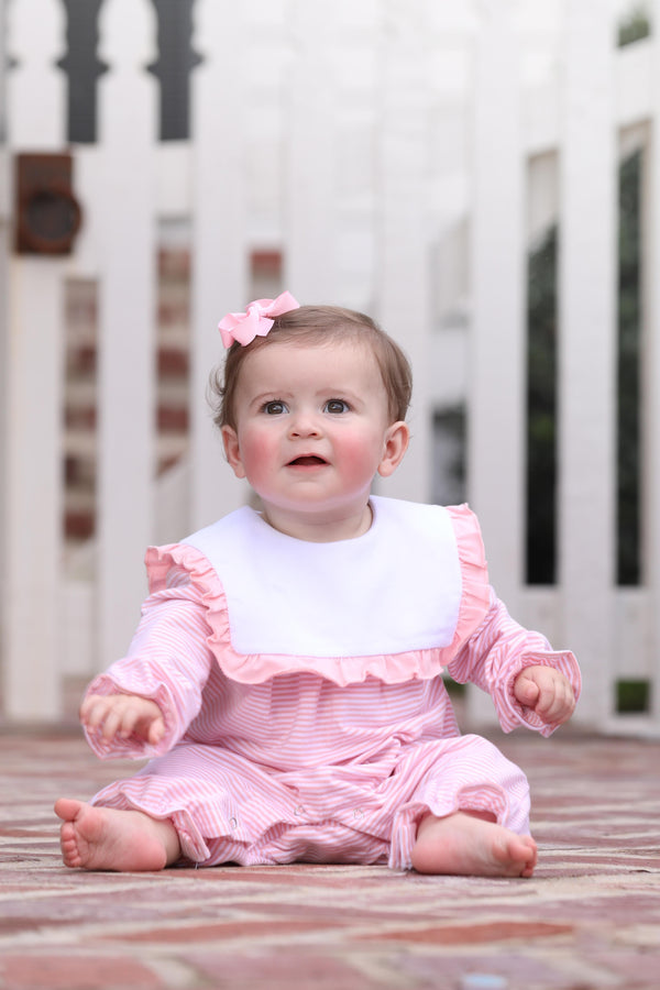 Marie Romper- Light Pink Stripe