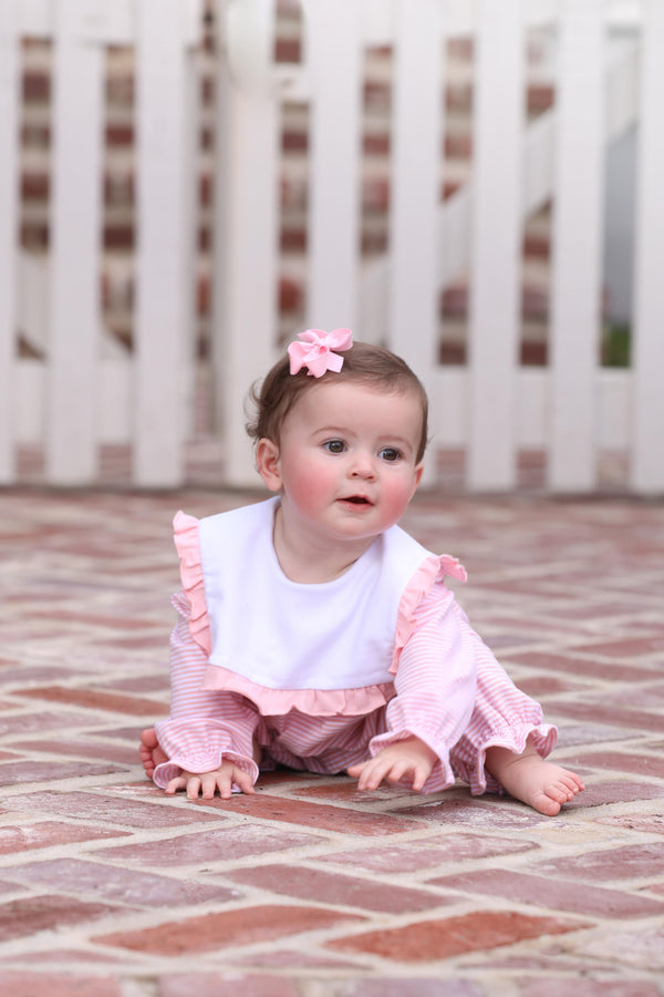 Marie Romper- Light Pink Stripe