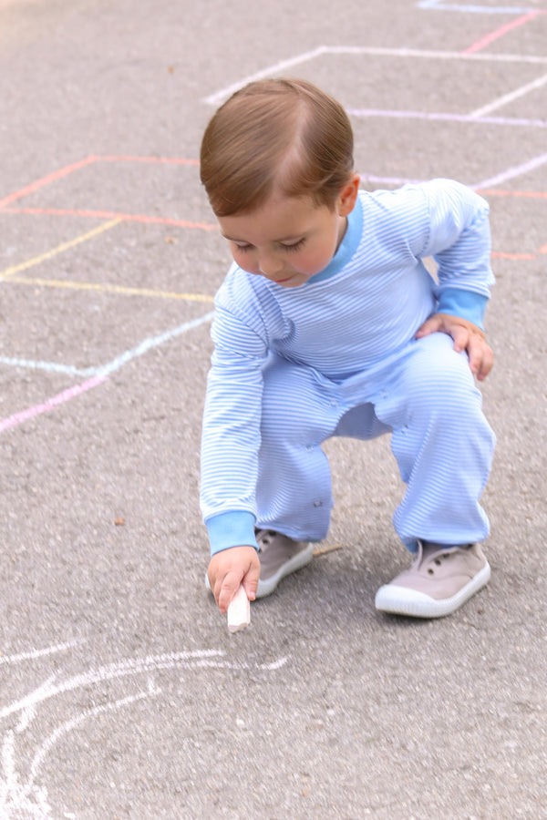 Miller Romper- Cornflower Blue Stripe