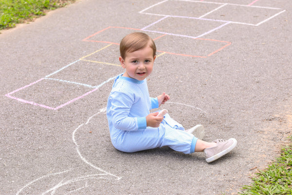 Miller Romper- Cornflower Blue Stripe