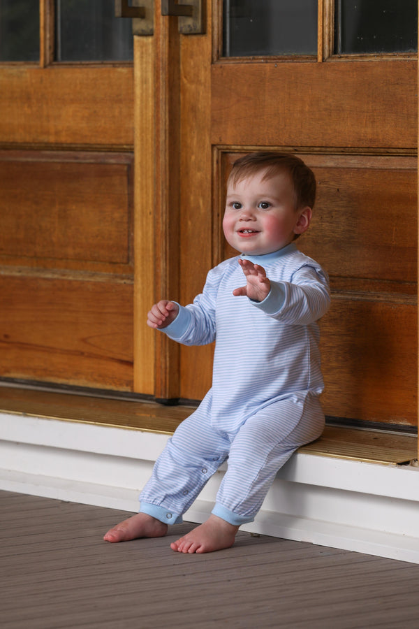 Miller Romper- Light Blue Stripe