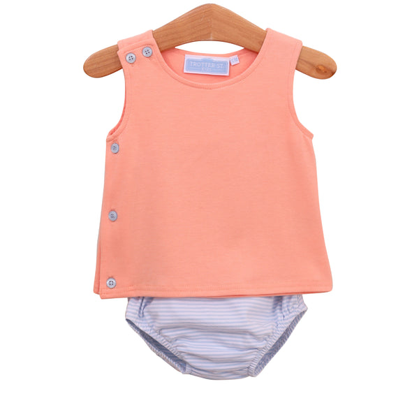 Shepherd Diaper Set- Light Blue Stripe/Coral