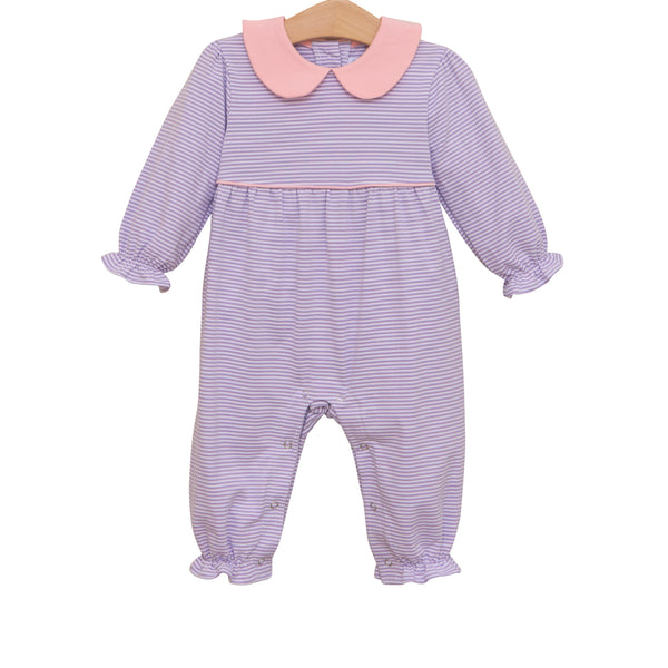 Katherine Romper- Lavender Stripe/Light Pink