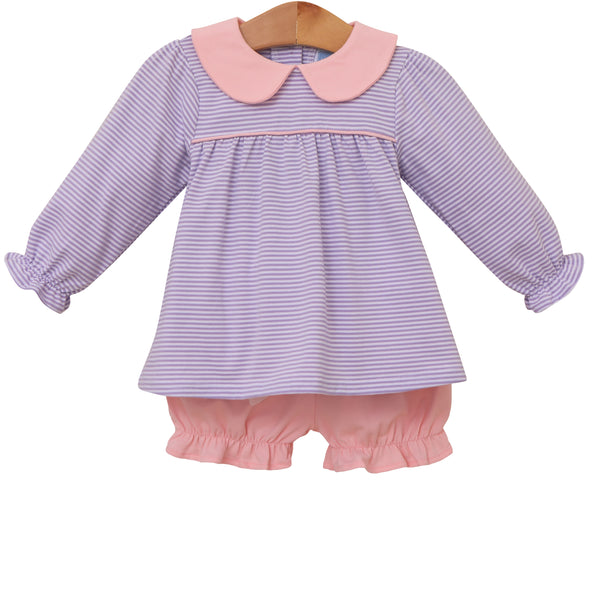 Katherine Bloomer Set- Lavender Stripe/Light Pink