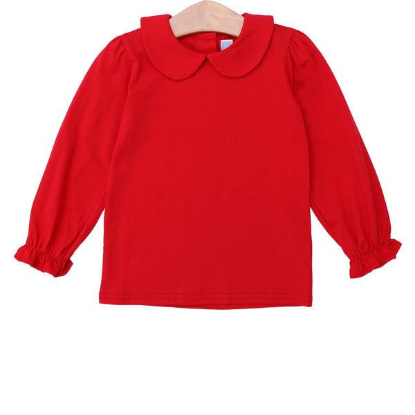 Peter Pan Collar LS Shirt- Red