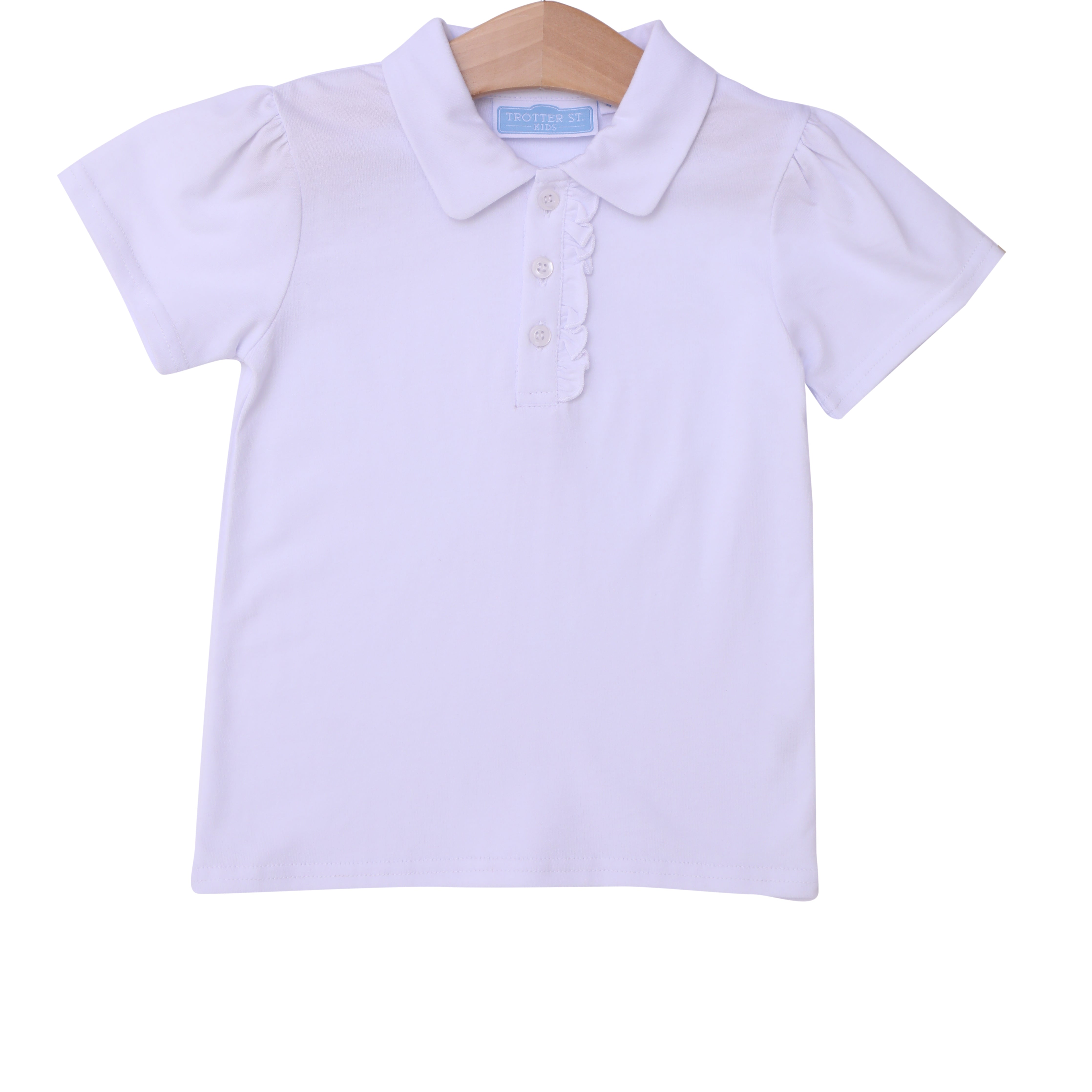 Ruffle Polo- White – Trotter Street Kids