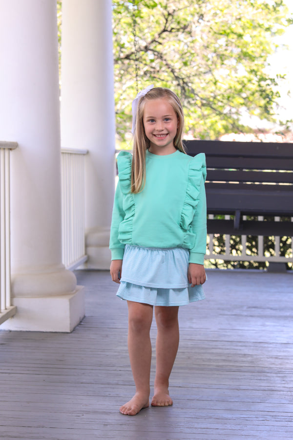 Laura Ruffle Pullover- Mint