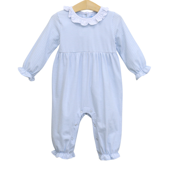 Georgia Romper- Light Blue Stripe