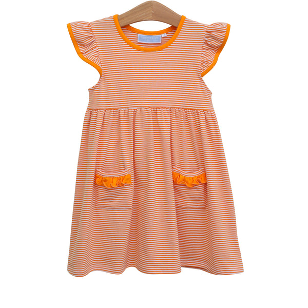 Lucy Game Day Dress- Orange Stripe