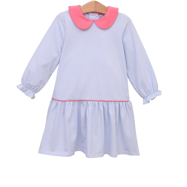 Katherine Dress- Light Blue Stripe/Pink