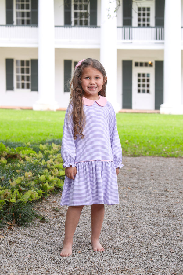 Katherine Dress- Lavender Stripe/Light Pink