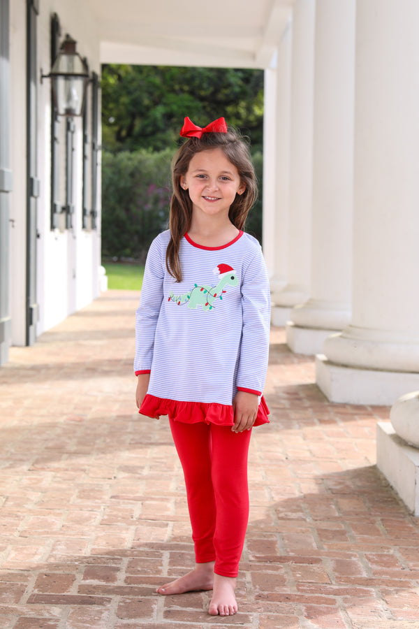 Christmas Dino Ruffle Pants Set