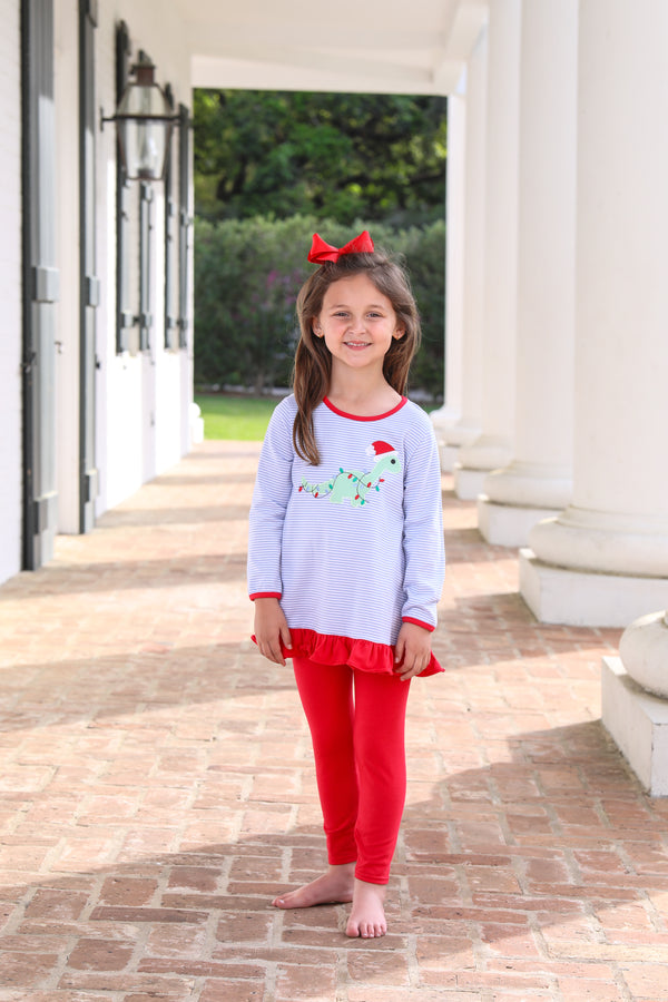 Christmas Dino Ruffle Pants Set