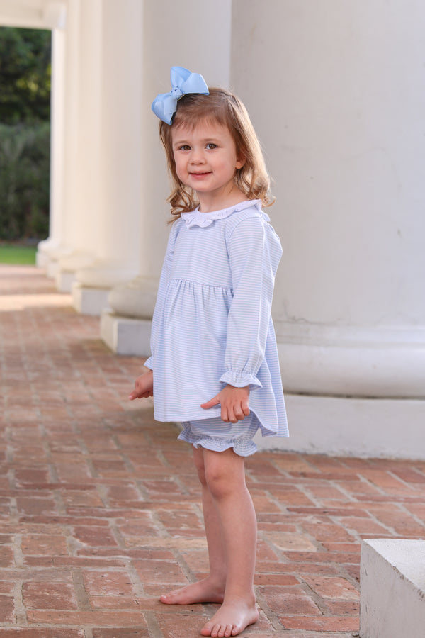 Georgia Bloomer Set- Light Blue Stripe