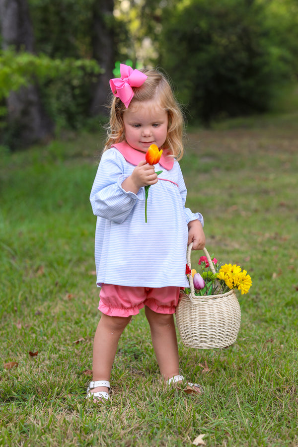 Katherine Bloomer Set- Light Blue Stripe/Pink