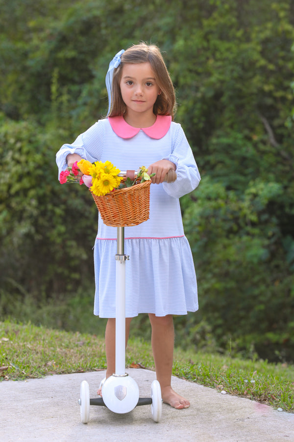 Katherine Dress- Light Blue Stripe/Pink