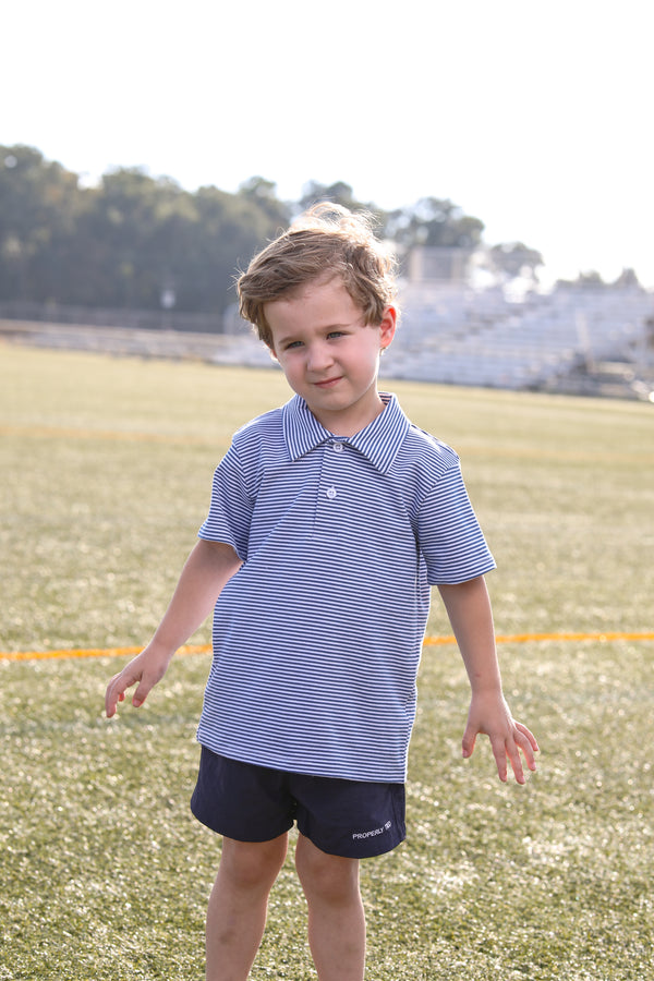 Henry Game Day Polo- Blue Stripe