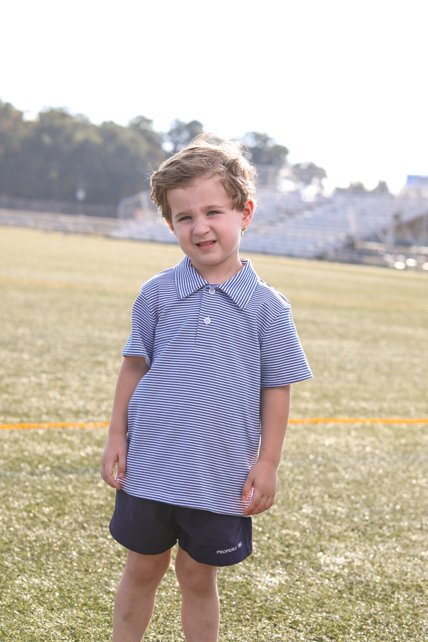 Henry Game Day Polo- Blue Stripe