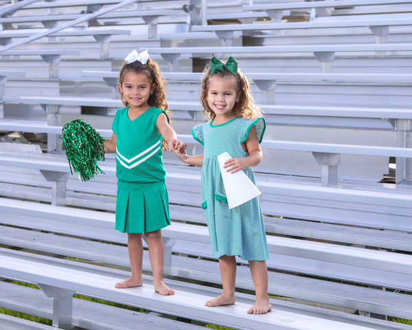 Lucy Game Day Dress- Green Stripe