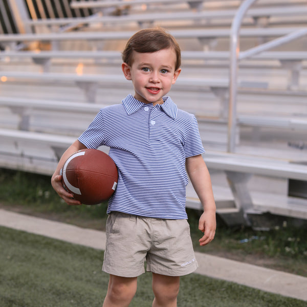 Henry Game Day Polo- Blue Stripe