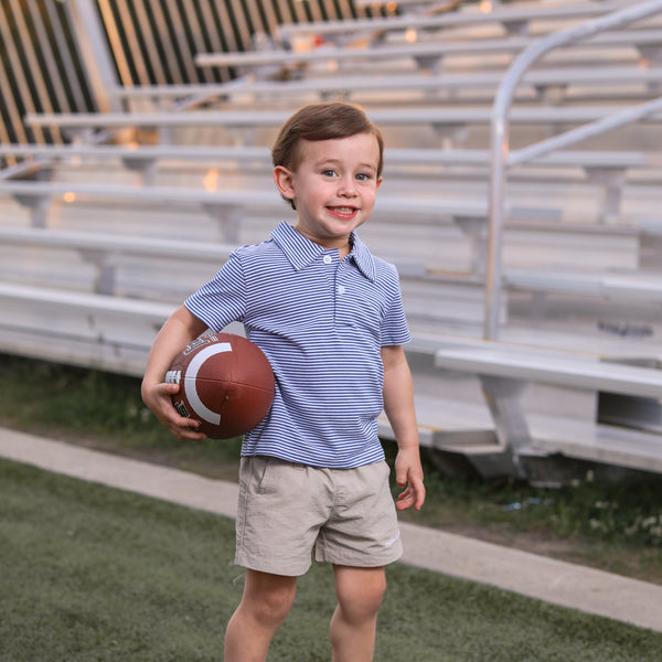 Henry Game Day Polo- Blue Stripe