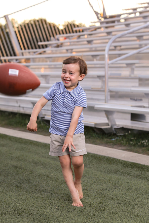 Henry Game Day Polo- Blue Stripe