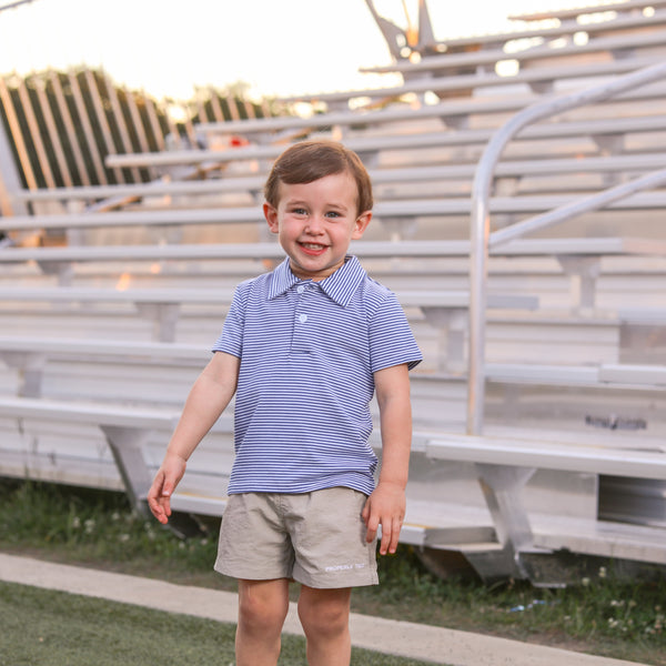 Henry Game Day Polo- Blue Stripe