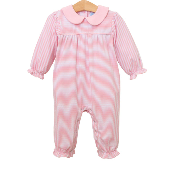 Abigail Romper- Light Pink Stripe