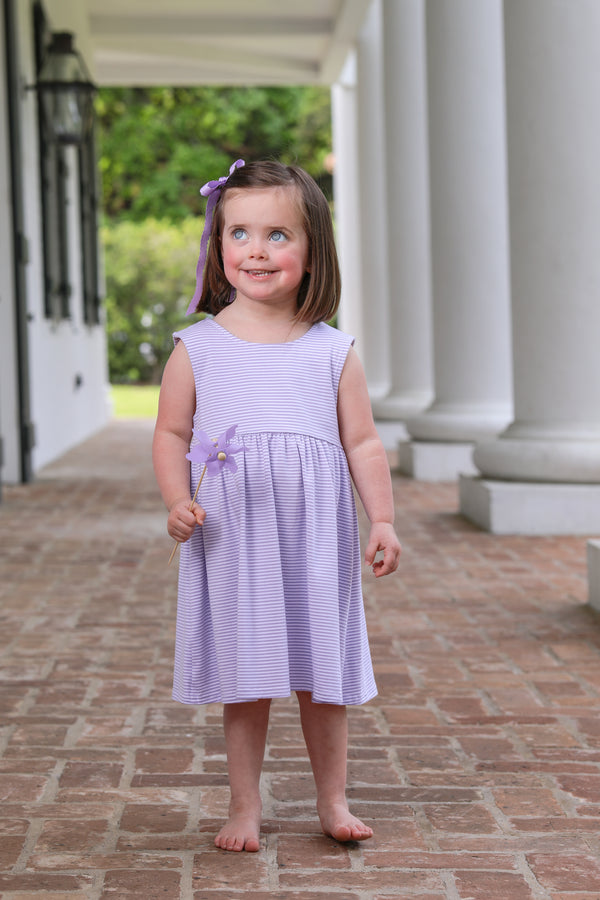 Isabella Dress- Lavender Stripe