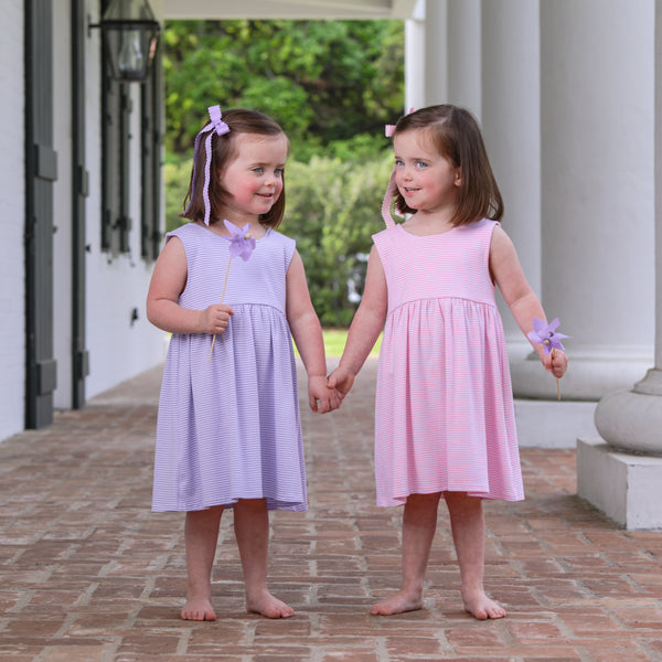 Isabella Dress- Light Pink Stripe