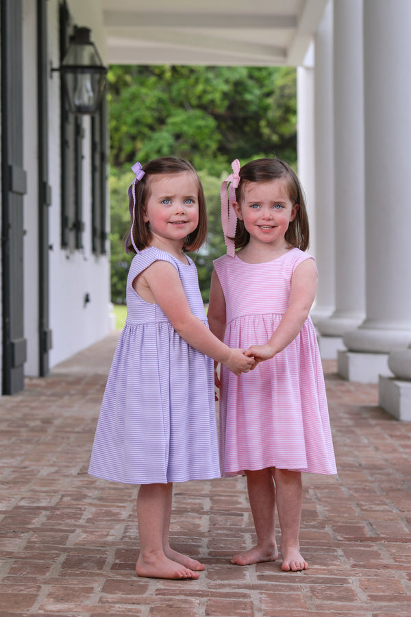 Isabella Dress- Lavender Stripe