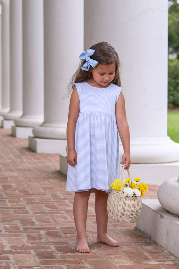 Isabella Dress- Light Blue Stripe