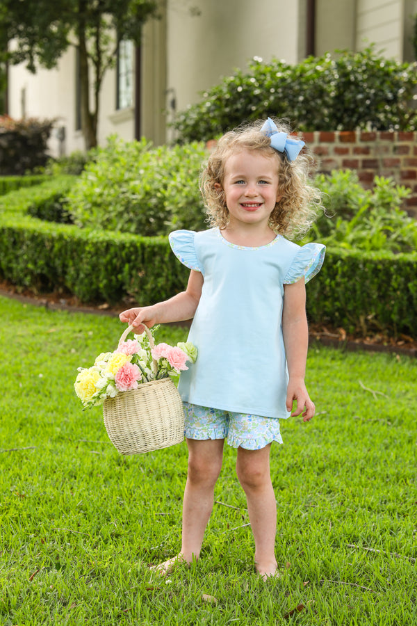 Blooming Floral Ruffle Short Set